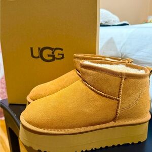 UGG Chestnut Suede Platform Boots